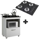 Ver imagem 1 de Kit Balcão Salvia Mais Fogão Cooktop 4 Bocas Preto Chamalux