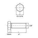 Ver imagem 3 de Parafuso Sextavado 5/8 x 4 Rosca Inteira Zincada 20 Pç Diversas