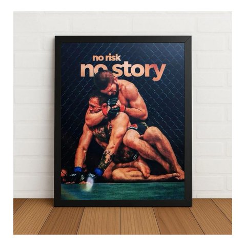 Quadro Decorativo Khabib Nurmagomedov Ufc no Risk no Story Preto