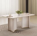 Ver imagem 1 de Mesa para Sala de Jantar 180cm Tampo Retangular com Vidro Liz Branco/Off White