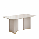 Ver imagem 3 de Mesa para Sala de Jantar 180cm Tampo Retangular com Vidro Liz Branco/Off White