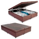 Ver imagem 2 de Cama Box Baú Queen Bipartido Sintético Marrom 42x158x198