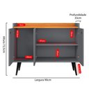 Ver imagem 6 de Aparador Buffet 3 Portas 90cm Cantinho Café Sala Jantar Recepção Pequena Wood New Cinza/Cinamomo