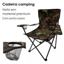 Ver imagem 2 de Kit Cadeira Dobrável Camuflado Porta Copos + Puça 2,76 Metro