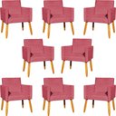 Ver imagem 1 de Kit 8 Poltronas Nina para Recepção Suede Cores Pé Palito 30cm Castanho - Suede