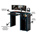 Ver imagem 2 de Escrivaninha Mesa Gamer Computador Notebook Estudo Trabalho:preto e Azul