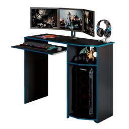 Escrivaninha Mesa Gamer Computador Notebook Estudo Trabalho:preto e Azul - 4