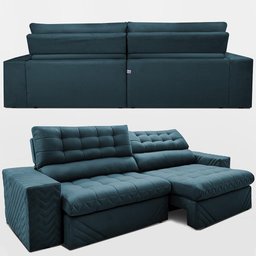 Sofá Retrátil e Reclinável 3,00m Molas Ensacadas Max Spring Velusoft Petróleo Cama Inbox - 7