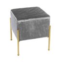 Ver imagem 1 de Puff Banqueta Industrial Dourada Lice Veludo Tresse Cinza E02 - D’Rossi