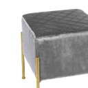 Ver imagem 2 de Puff Banqueta Industrial Dourada Lice Veludo Tresse Cinza E02 - D’Rossi