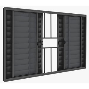 Veneziana 6 Folhas 1,00 X 1,20 Com Grade Alumínio Preto