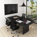 Ver imagem 1 de Kit com Mesa para Reunião 4 Lugares e Painel para TV até 55 Polegadas Preto