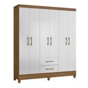 Ver imagem 2 de Guarda Roupa Solteiro 6 Portas 2 Gavetas Moval Panamá Naturale/Branco