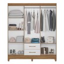 Ver imagem 3 de Guarda Roupa Solteiro 6 Portas 2 Gavetas Moval Panamá Naturale/Branco