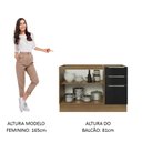 Ver imagem 6 de Balcão Gabinete de Pia Madesa Lux 120 cm 2 Portas 3 Gavetas (Sem Tampo) Rustic/Preto