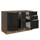 Ver imagem 5 de Balcão Gabinete de Pia Madesa Lux 120 cm 2 Portas 3 Gavetas (Sem Tampo) Rustic/Preto