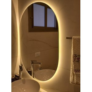 Espelho Orgânico com Luz de Led Branco Quente 95x50