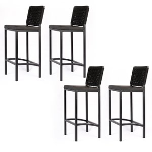 Kit 4 Banqueta Zola – Corda Náutica Preta