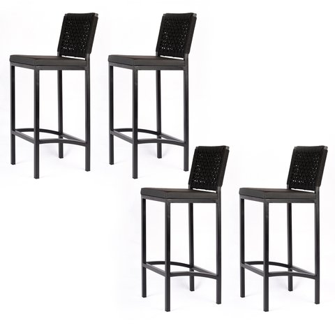 Kit 4 Banqueta Zola – Corda Náutica Preta