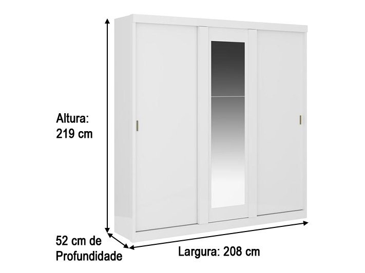 Guarda Roupa Montana 3 Portas Branco Moveis Carraro - 4