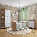 Ver imagem 1 de Conjunto Quarto Gutti Berço com Colchão Comoda Guarda Roupa Branco/amendoa