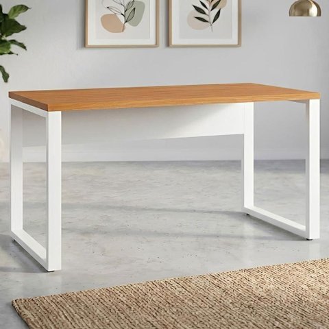 Mesa Escrivaninha Industrial MDF 160cm Freijó com Branco F5 Office