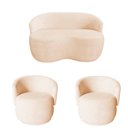 Ver imagem 2 de Kit Namoradeira + 2 Poltronas Decorativa Beatriz Orgânica Couro Bege