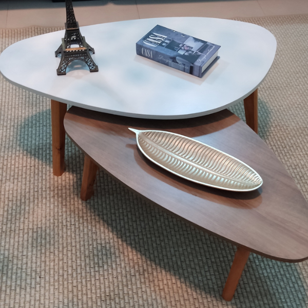 Conjunto Mesa de Centro Orgânica Paris Wood Off White - 5