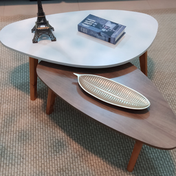 Conjunto Mesa de Centro Orgânica Paris Wood White - 5