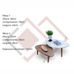 Conjunto Mesa de Centro Orgânica Paris Wood White - 7