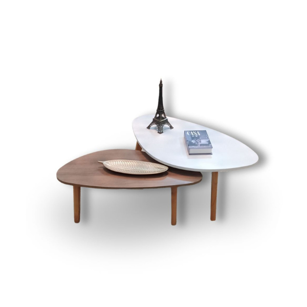 Conjunto Mesa de Centro Orgânica Paris Wood Off White