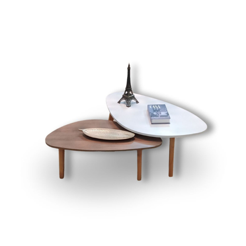Conjunto Mesa de Centro Orgânica Paris Wood White