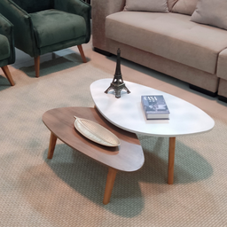 Conjunto Mesa de Centro Orgânica Paris Wood White - 6