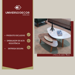 Conjunto Mesa de Centro Orgânica Paris Wood White - 9