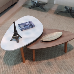 Conjunto Mesa de Centro Orgânica Paris Wood White - 2