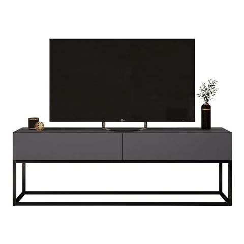 Rack Eros 140cm Base Metálica Estido Industrial com Gavetas:cinza/preto
