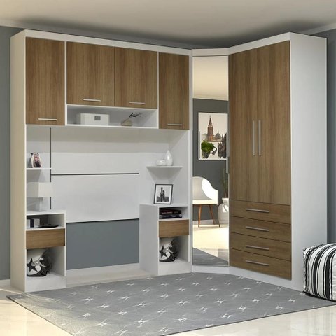 Guarda Roupa Solteiro Modulado Cp05 Taiga Branco/avelã L01 - Mpozenato
