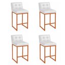 Ver imagem 2 de Banqueta Cozinha Alta com Encosto Industrial Kit 4 Bronze Lirina Pu C05 - D’Rossi