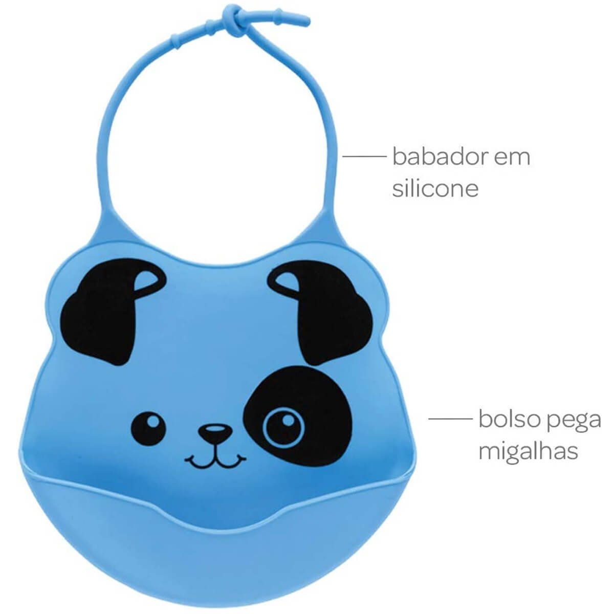 Babador de Silicone com Pega Migalhas para Bebê Buba Cachorrinho Azul - 2
