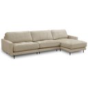 Ver imagem 1 de Sofá 4 Lugares com Chaise Direito Sala Living 316cm Logus L06 Couro Bege Areia - Lyam Decor