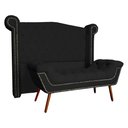 Ver imagem 1 de Conjunto Sienna Cabeceira e Recamier Solteiro 90 Cm Suede Preto - LM DECOR