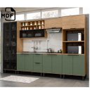 Ver imagem 6 de Cozinha Modulada Completa em Mdf 6 Peças Lombardia com Portas de Vidro 350cm - Cor Freijó Jade