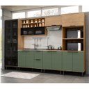 Ver imagem 1 de Cozinha Modulada Completa em Mdf 6 Peças Lombardia com Portas de Vidro 350cm - Cor Freijó Jade