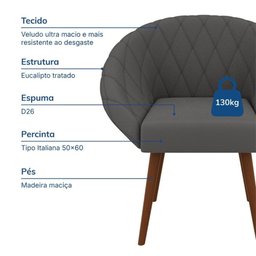 Poltrona Decorativa Viena em Veludo Just Time - 6