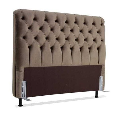 Cabeceira de Cama Box Casal 138 Cm Padua Tecido Suede Veludo Marrom