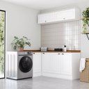 Ver imagem 1 de Lavanderia Modulada 05 Peças 100% MDF com Balcão Canto Reto Branco Hp/Nature Americana