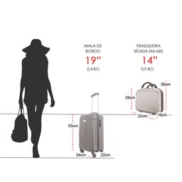 Kit Mala de Bordo Mais Frasqueira Rígida - Gladiador A1 Cor:preto - 7