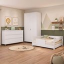 Ver imagem 3 de Kit Quarto Infantil Cama Montessoriana Baby + Roupeiro Ouro + Cômoda Londres 6 Gavetas - Branco