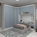 Ver imagem 2 de Guarda Roupa Dormitório Modulado Alpes Solteiro Canto c/ 2 Portas de Correr - Luciane M01:Azul