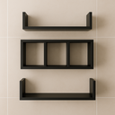 Ver imagem 2 de Nicho com 2 Prateleiras em U + 1 Nicho Colmeia Mdf Preto